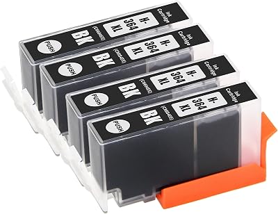 BVH Direct 4x HP 364XL Black Ink Cartridges Compatible Photosmart B109a B110a