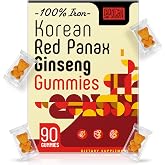 Sapotax Korean Red Panax Ginseng Supplement Gummies - Iron Supplements for Women &amp; Men - Iron Gummies with Vitamin C, B6, B12, Potassium &amp; Magnesium, Vegan - 90 Count