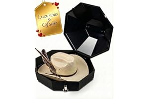 MaveriCrest Cowboy Hat Box for Travel – Travel Case Hard w/Mirror, Lockable Latches & Bag – Western Hat Can for Cowboy Hats -