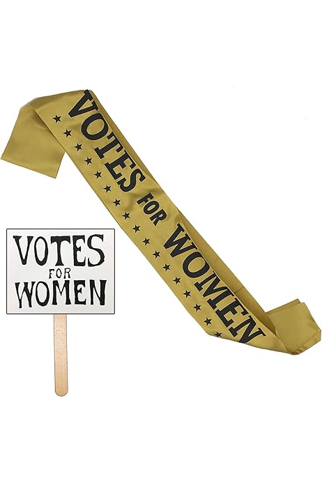 Amazon Com Suffragette Suffragist 3 Item Sash Rosette Votes For Women Sign Gold Clothing Shoes Jewelry