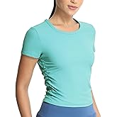 icyzone Women's Ribbed Workout Crop Tops, Athletic Gym Short Sleeves Shirts Slim Fit for Running Casual