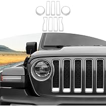 Silver Mesh Grille Inserts + Headlight Covers For Jeep Wrangler JL 2018+ – 9pc Kit