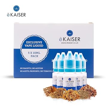 EKaiser 5er Pack E Liquid | Tabakmischung | 5 x 10ml Flaschen mit 0mg E-Liquid | Nikotinfreies eJuice für E-Zigaretten und Es