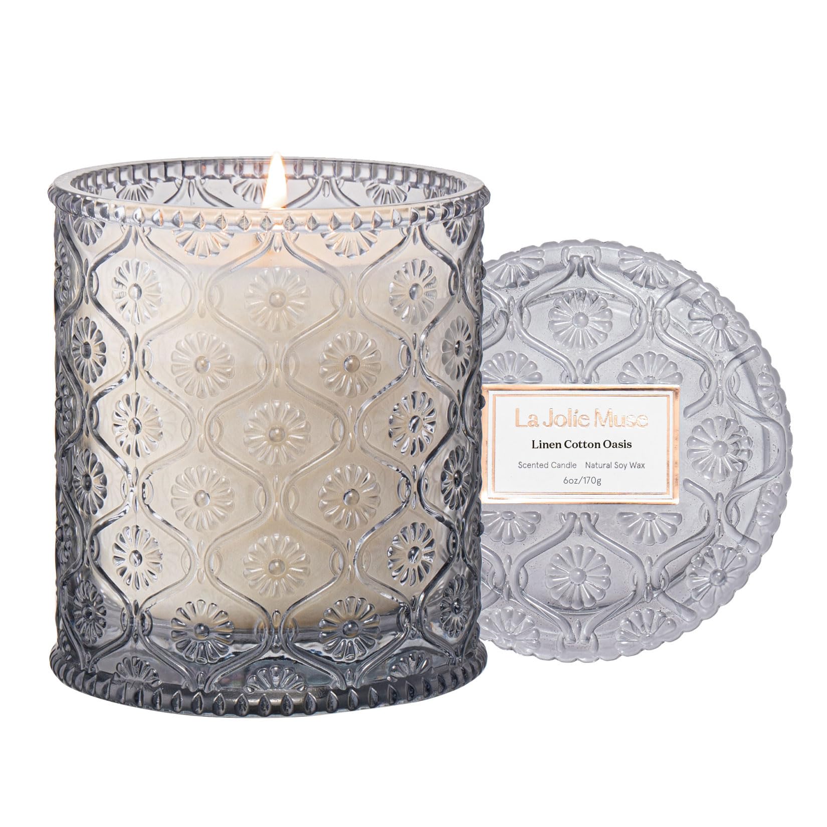 LA Jolie Muse Scented Candle, Scented Candles for Home, Linen Scented Candle, 6 oz 40 Hour Burn Time, Candle Gifts for Women & Men — image 1