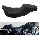 One-Piece Driver Passenger Seat Fit for Harley Touring 2009-2023 | Motorcycle 2-up Seat Fits For Electra Glide Road King Road Glide Street Glide Ultra Limited, Black Stitching