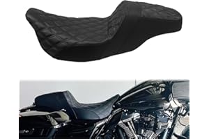 MOTOSIKLETA One-Piece Driver Passenger Seat Motorcycle 2-up Seat Fit for Harley Touring Electra Glide Road King Road Glide Street Glide 2009-2023 (Black Stitching)