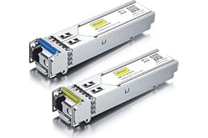 10Gtek a Pair of 1.25G SFP Bidi Transceiver, 1000Base-BIDI SingleMode Simplex LC Fiber Module for Cisco 1000BASE-BX3-U/1000BASE-BX3-D, Ubiquiti UniFi UF-SM-1G-S, SMF 1550nm/1310nm, DDM, up to 2km