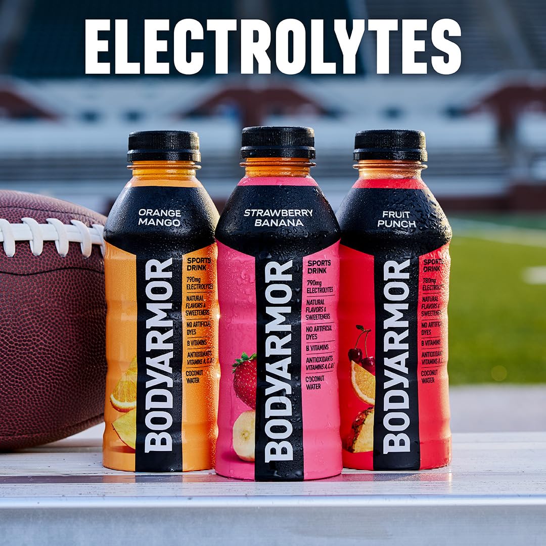 BODYARMOR Sports Drink Sports Beverage, Strawberry Banana, Coconut Water Hydration, Natural Flavors With Vitamins, Potassium-Packed Electrolytes, Perfect For Athletes, 16 Fl Oz (Pack of 12)