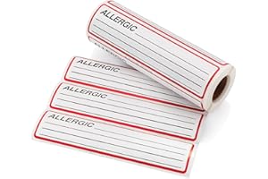 Carstens Medical Stickers – Allergic Alert and Instruction Labels for Medical Charts, Red, White and Black, Roll of 200 Patient Chart Labels, W5.375" x H1.375"