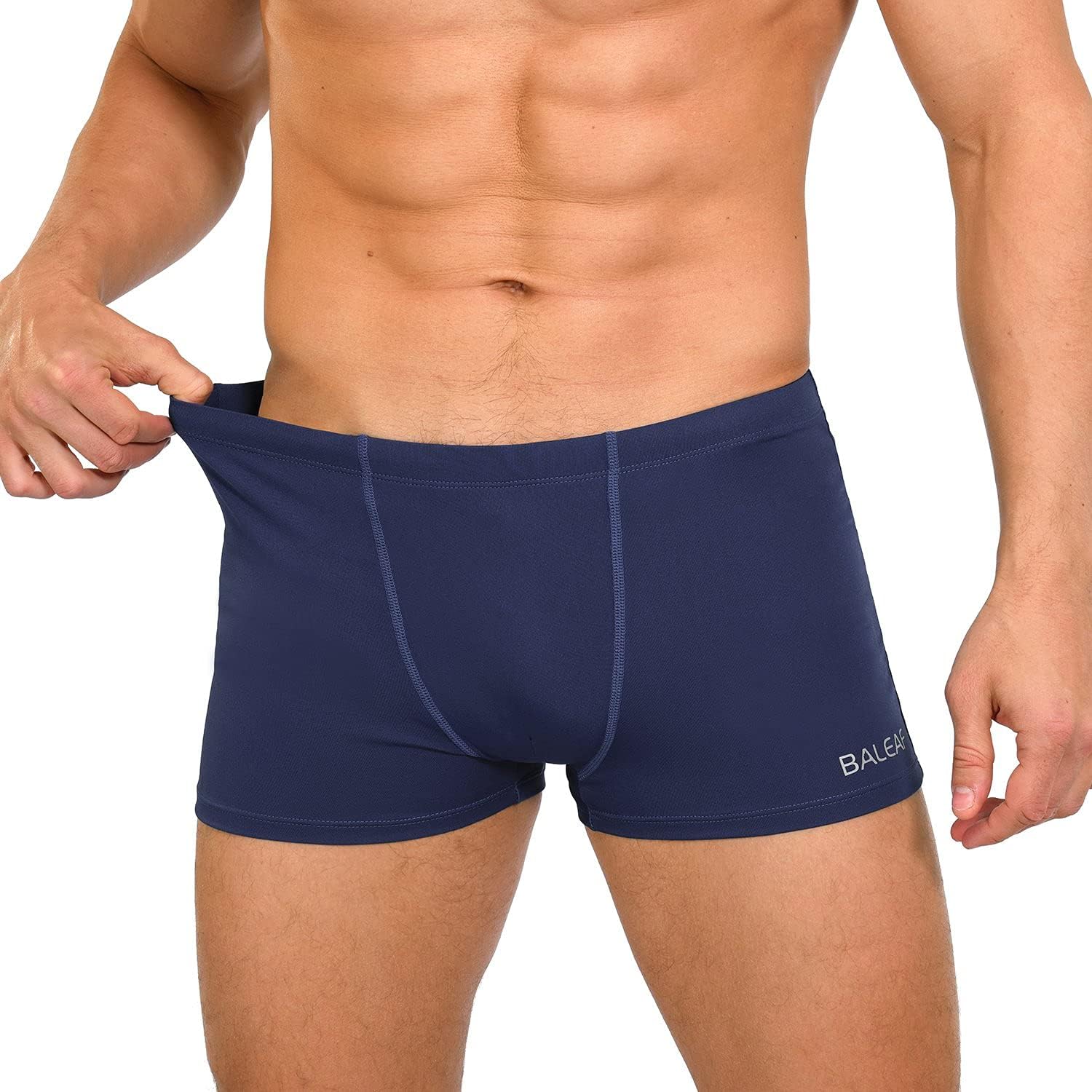 BALEAF Men's Athletic Swim Jammers PBT Durable Square Leg Briefs Training Swimsuit: Clothing