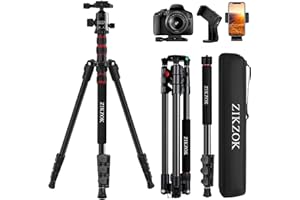 ZIKZOK 80" Camera Tripod,Travel Lightweight Heavy Duty Tripods & Monopods with 360°Ball Head,Phone Holder,33lb Load,Compatible with DSLR Cameras,Smart Phone,Projector,Webcam,Spotting Scopes