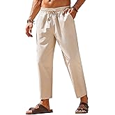 COOFANDY Mens Linen Casual Pants Elastic Waist Drawstring Trousers Yoga Beach Summer Pants