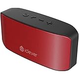 iClever BoostSound Portable Bluetooth Speakers with Microphone, Rich Bass, 3.5mm Aux Port, Dual Drivers and 10 Hours Playtime, Red