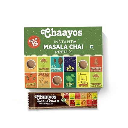 Chaayos Instant Tea Premix-Regular Sugar-Masala Flavour (15 Sachets)