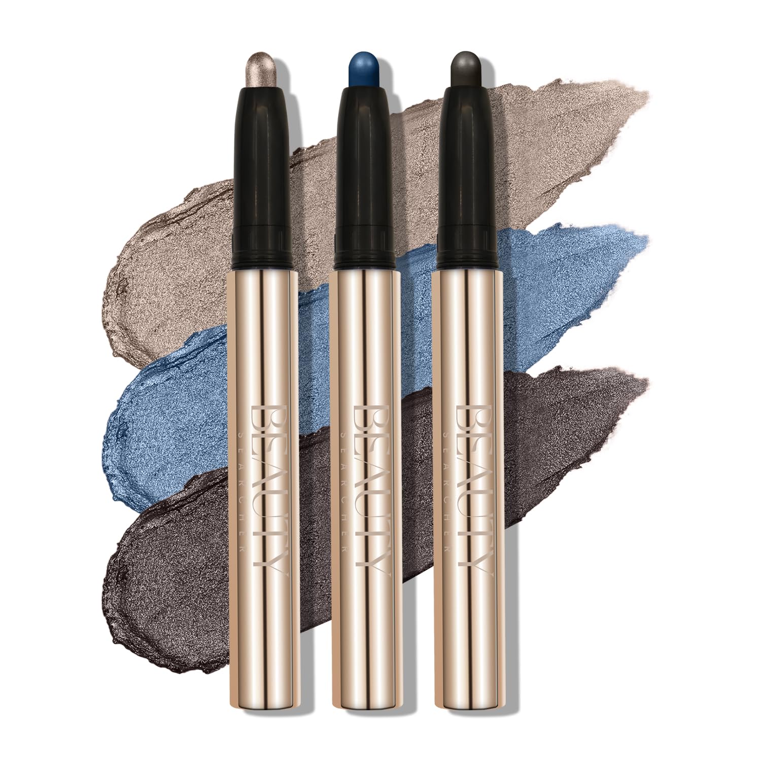 XINYUNXIN 3PCS Eyeshadow Stick, Multi-Coloured Eyeshadow Pencil Set, Waterproof Creamy Long-Lasting Eye Makeup, Natural & Shimmer Shades Contour Stick, Women's Make-up (#F)