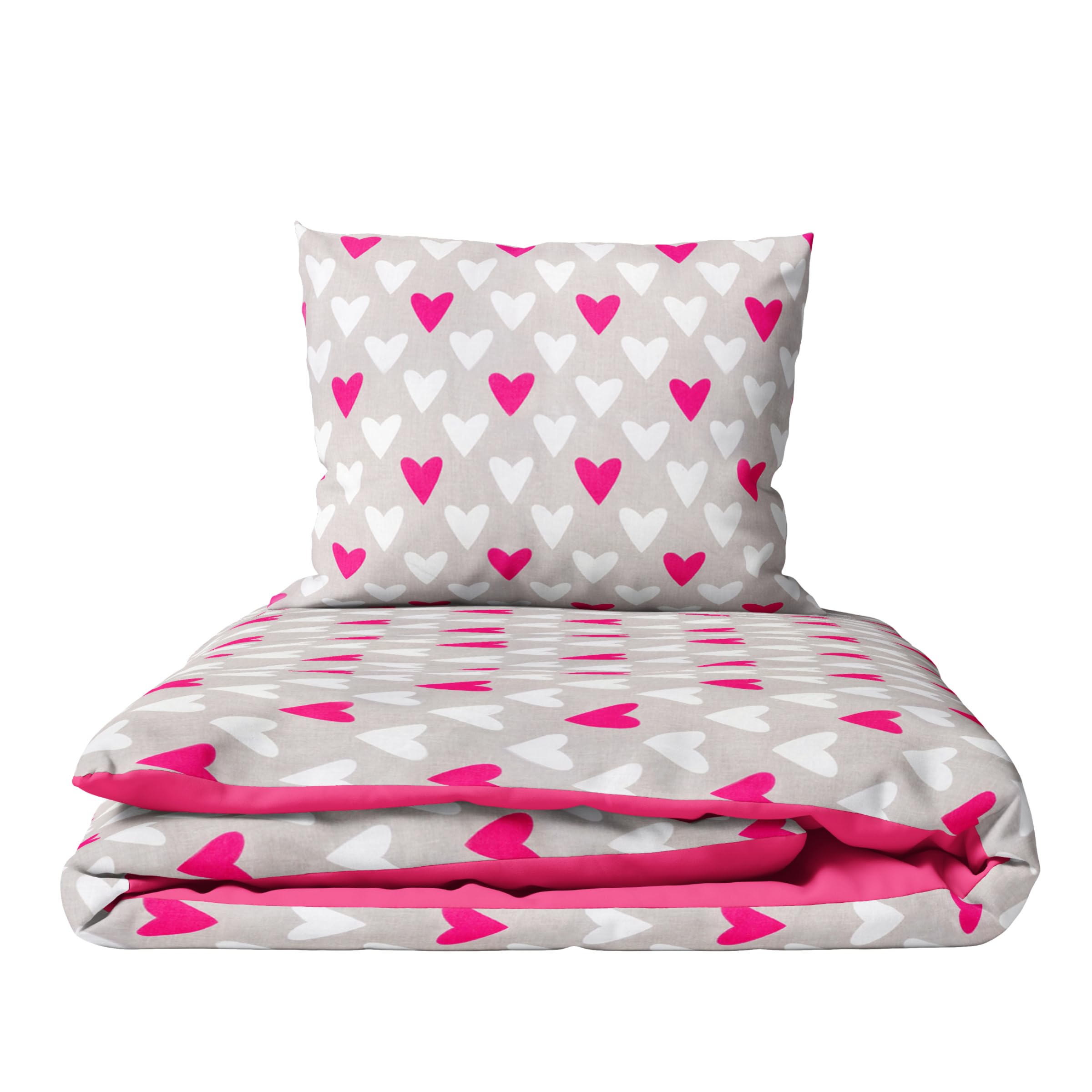 Baby Comfort 2 Piece Children Quilt Duvet & Pillow Set 80x70 cm 12M+ (Pink Hearts) — image 1