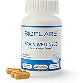 BIOFLARE Brain Wellness – Supplements for Memory and Focus and Mental Clarity – Natural Nootropic with Ashwagandha, Bacopa Monnieri & Ginkgo Biloba – Memory Pills & Brain Vitamins – 60 Vegan Capsules
