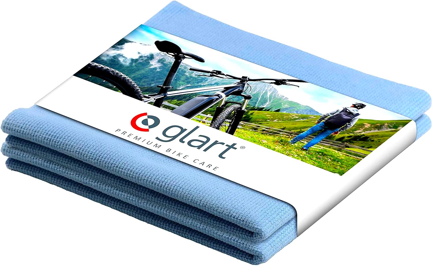 Glart 42BBF set of 2 microfiber cloths BLUE for bicycle care, 40x40 cm, BICYCLE microfiber cloths soft, absorbent; scratch-free, lint-free bike care, polishing cloths