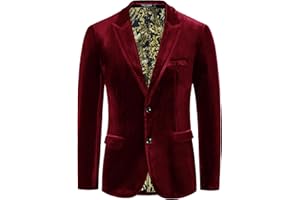 PJ PAUL JONES Mens Velvet Blazer Jacket Two Button Sport Coat Solid Suit Jackets for Dinner Prom Wedding