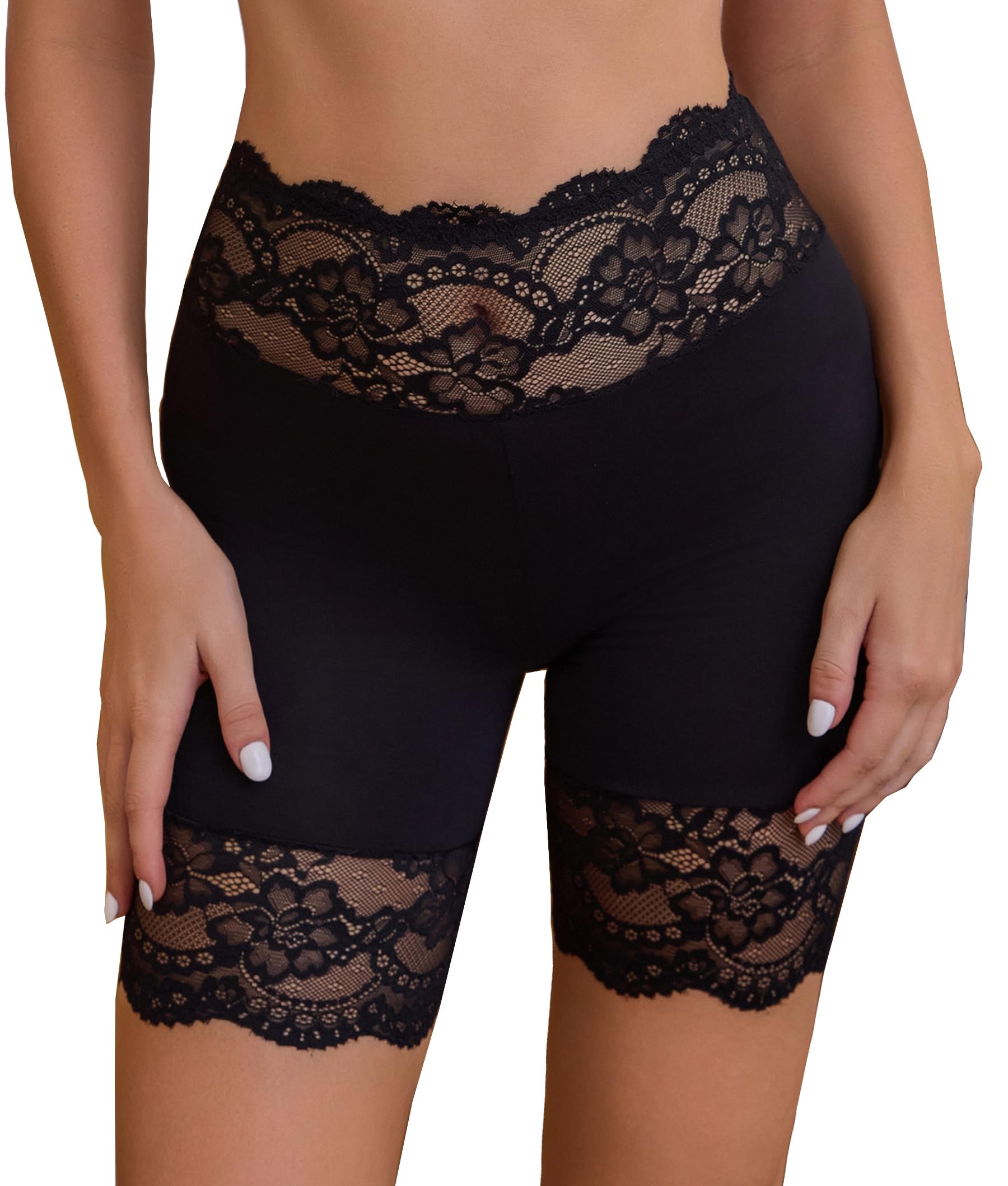 Photo 1 of Hibluco Slip Shorts For Under Dresses Lace Women Underwear Anti Chafing Boyshort