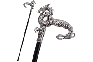 MEILUNMEIHUAN ART Silver Luxury Dragon Walking Cane Fashion Decorative Walking Stick Gentleman Elegant Cosplay Cane Knob Crosier 93cm