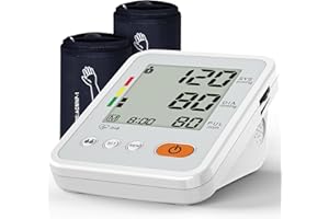 KIKEANG Blood Pressure Monitors for Home Use with 2 Size Cuff (22-42cm & 38-55cm), Blood Pressure Monitor XL & Medium-Large Cuffs, 2 * 120 Memory Sets, 4 Aa Batteries Included