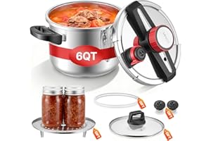 VEVOR Pressure Cooker, 6.3Qt Pressure Cooker Stainless Steel, Pressures Canner with Steaming Rack, Tempered Glass Lid, Three 