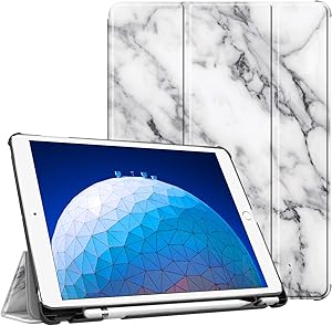 Fintie Case for iPad Air (3rd Gen) 10.5" 2019 / iPad Pro 10.5" 2017 - [SlimShell] Ultra Lightweight Standing Protective Cover with Built-in Pencil Holder, Auto Wake/Sleep (Marble White)