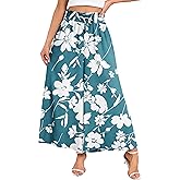 WeciBor Women's Boho Floral Palazzo Wide Leg Pants with Pockets Loose Flowy Casual Beach Vacation Outfits