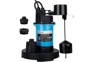 BOMGIE 1/2HP Sump Pump Submersible 2980GPH, Vertical Float Switch Automatic Utility Pumps for Clean/Dirty Water Pump Thermal Protector for Basement Pool Draining, Max. Head 28 FT