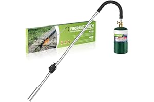JAYICHENG Weed Torch Propane Burner, Blow Torch, 80,000BTU Weed Burner with Self Igniting and Ergonomic Anti-slip Rubber Handle for Weeding, Melt Ice,Charcoal Starter(Fuel Not Included)