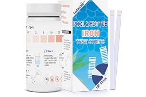 SAYSUMMER Iron Test Strips for Pool Water: 100 Counts Pool Iron Test Kit Testing 0-25 ppm Iron in Hot-Tub Spa - Pool Metal Test Kit for Above-grough and Inground Pool Testing Iron (Fe2+ and Fe3+)