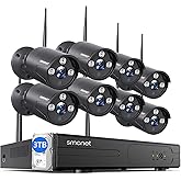 SMONET H.265 Security Camera System Wireless,SMONET 8CH Full HD 1080P Wireless CCTV Camera System(2TB Hard Drive),8pcs 2.0MP 