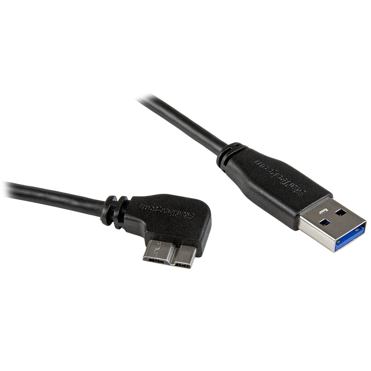 StarTech.com 1m 3 ft Slim Micro USB 3.0 Cable M/M - Right-Angle Micro-USB - USB 3.0 A to Micro B - Angled Micro USB - USB 3.1 Gen 1 5Gbps (USB3AU1MRS), Black