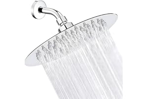AISINYI High Pressure Rainfall Shower Head, 6 Inches Showerhead with Perfect Adjustable Replacement, Removable Restrictor, Easy Installation for Your Bathroom Shower Heads (Chrome Finish, Ultra-thin)