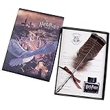 Antique Dip Pen Set Writing Quill Feather Pen Ink Set -Retro Feather Pen Calligraphy Pen Set Writing Quill Ink Dip Pen For Harry Potter Fans ,Included Ink(Owl Feather Pen)