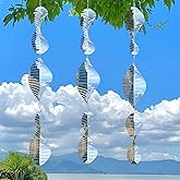 3 * 3 Stainless Steel Bird Scarer Discs Set, 3D Reflective Helix Wind Spinners Bird Reflector & Sparkly Metal Outdoor Garden Décor Sculpture Ornaments, Deterrent to Scare Pigeon Away Yard Patio Farm