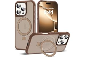 SKYLMW Compatible with iPhone 16 Pro Case with Invisible Magnetic O-Ring Stand Military-Grade Translucent Case for iPhone 16 Pro 6.3" [Compatible with Mag-Safe][Great Grip Feeling],Desert Brown