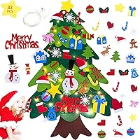 Felt Christmas Tree for Kids, Festwarm 3.2ft DIY Xmas Tree for Toddlers Wall Hanging, Felt Tree with 32 pcs Ornaments Christmas Decoration for Children