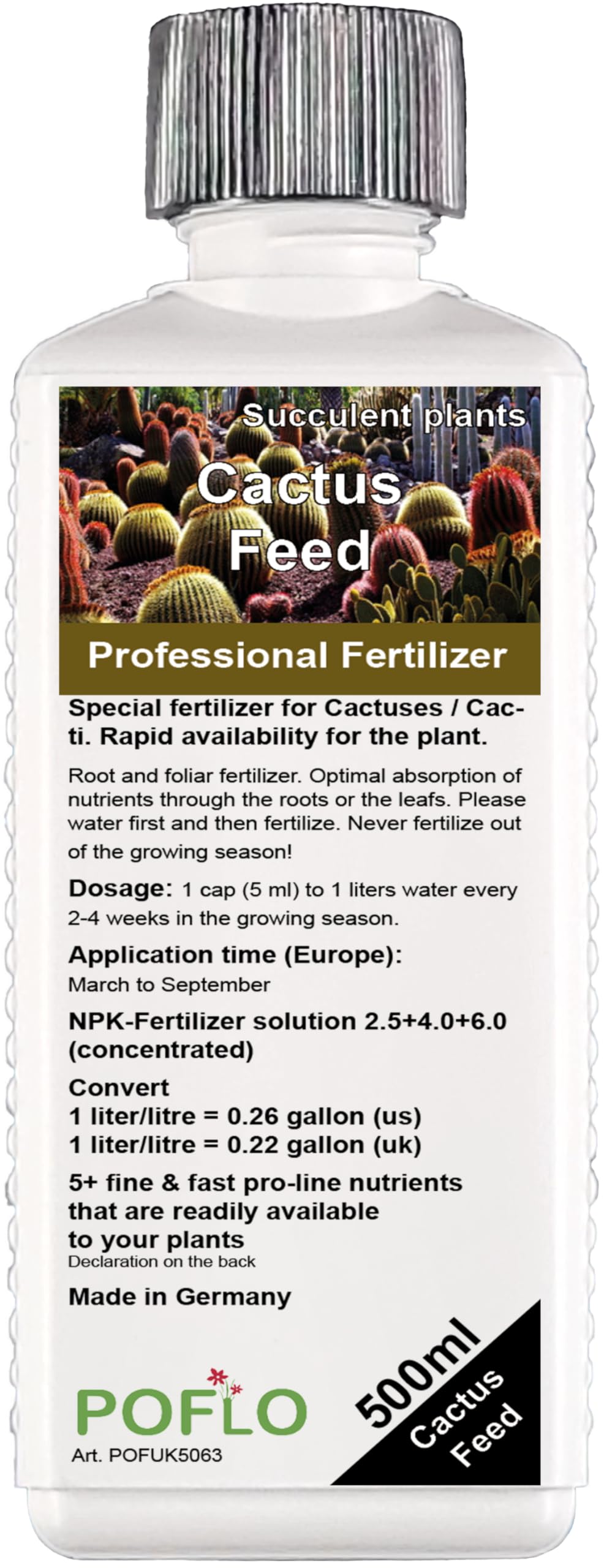 POFLO Cactus Feed - Succulent Plant Liquid Fertilizer (500ml)