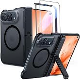 FNTCASE for iPhone Duo Case: Translucent Matte Fit for MagSafe Black | with Kickstand Hinge Protection, Magnetic Shockproof Cover with Screen Protector, Military Grade Drop Protection