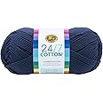 Lion Brand 24/7 Cotton Yarn, Lightweight Yarn for Knitting, Crocheting, and Crafts, Navy, 1 Pack