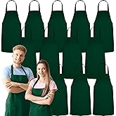 GREEN LIFESTYLE 12 Pack Professional Chef Apron – Grilling Aprons for Men, Waterproof Cooking Aprons for BBQ, Work or Restaurant Use, Kitchen Aprons for Women – Green, No Pockets