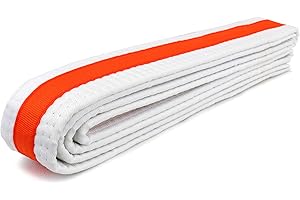 AAMA Martial Arts Belt White Belt with Mixed Color Stripe for Martial Arts - Taekwondo Karate Judo