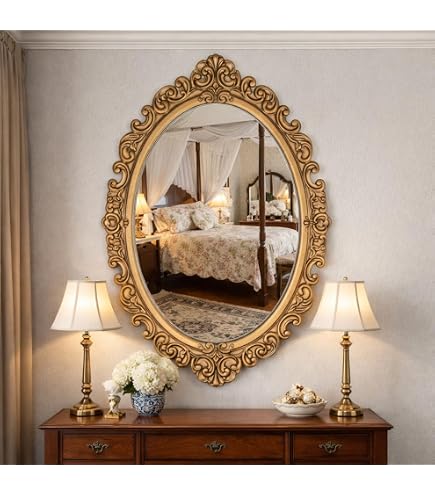 Amazon.com: ZIYOO Vintage Ornate Round Wall Mirror, French Baroque