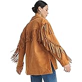 FOMELY Fringe Jacket Women Suede Jacket Faux Casual Fringe Long Sleeve Fall Vintage Western 2025 Cowgirl Outfits With Pockets