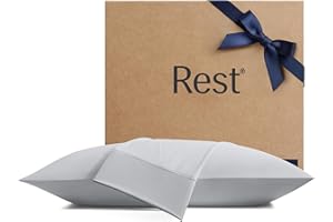 REST® Evercool®+ Cooling Pillowcases Standard - 2 Pillowcases for Sensitive Skin, Silver Infused Fabric for Hygienic Sleep, Silky Smooth for Curly Hair, High Elastic for Snug Fit (19x29 inches)
