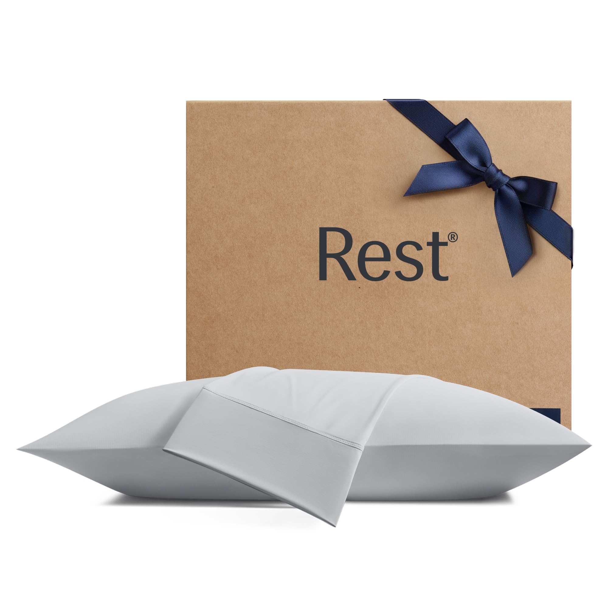 Photo 1 of ***NEW ITEM, OPENED TO VERIFY CONTENT***REST® Evercool®+ Cooling Pillowcases Standard - 2 Pillowcases for Sensitive Skin, Silver Infused Fabric for Hygienic Sleep, Silky Smooth for Curly Hair, High Elastic for Snug Fit (19x29 inches)