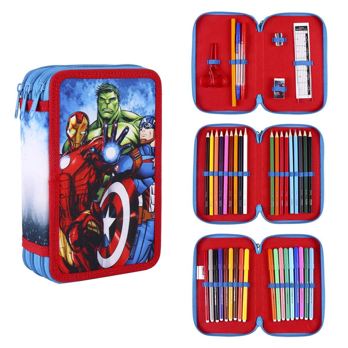CERDÁ LIFE'S LITTLE MOMENTS - School Pencil Case 3 Compartments Child by The Avengers - Official Marvel License, Multicoloured, Normal, Casual