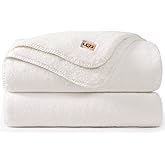 UGG Whitecap Plush Throw Blanket Fleece Soft Fuzzy Throw Blankets for Couch or Bed, Home Decor, Winter Blanket, Machine Washable, 50-inch x 70-inch, White Snow